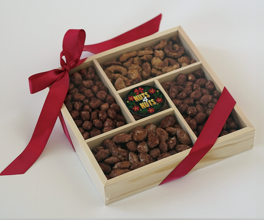 Holiday Holly 5-Compartment Wood Gift Box