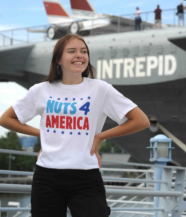 Nuts 4 America White T-Sleeve 100% Cotton